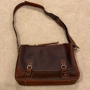 Brown Leather Messenger Bag - Unbranded